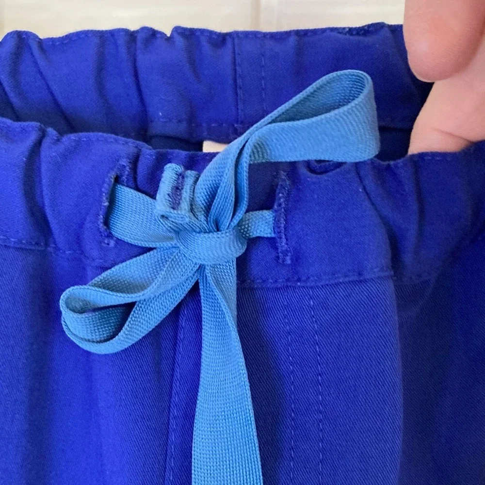 Figs Men's Blue Basic Scrub Pants Size‎ Medium Tie Waist Straight Leg 4 Pocket